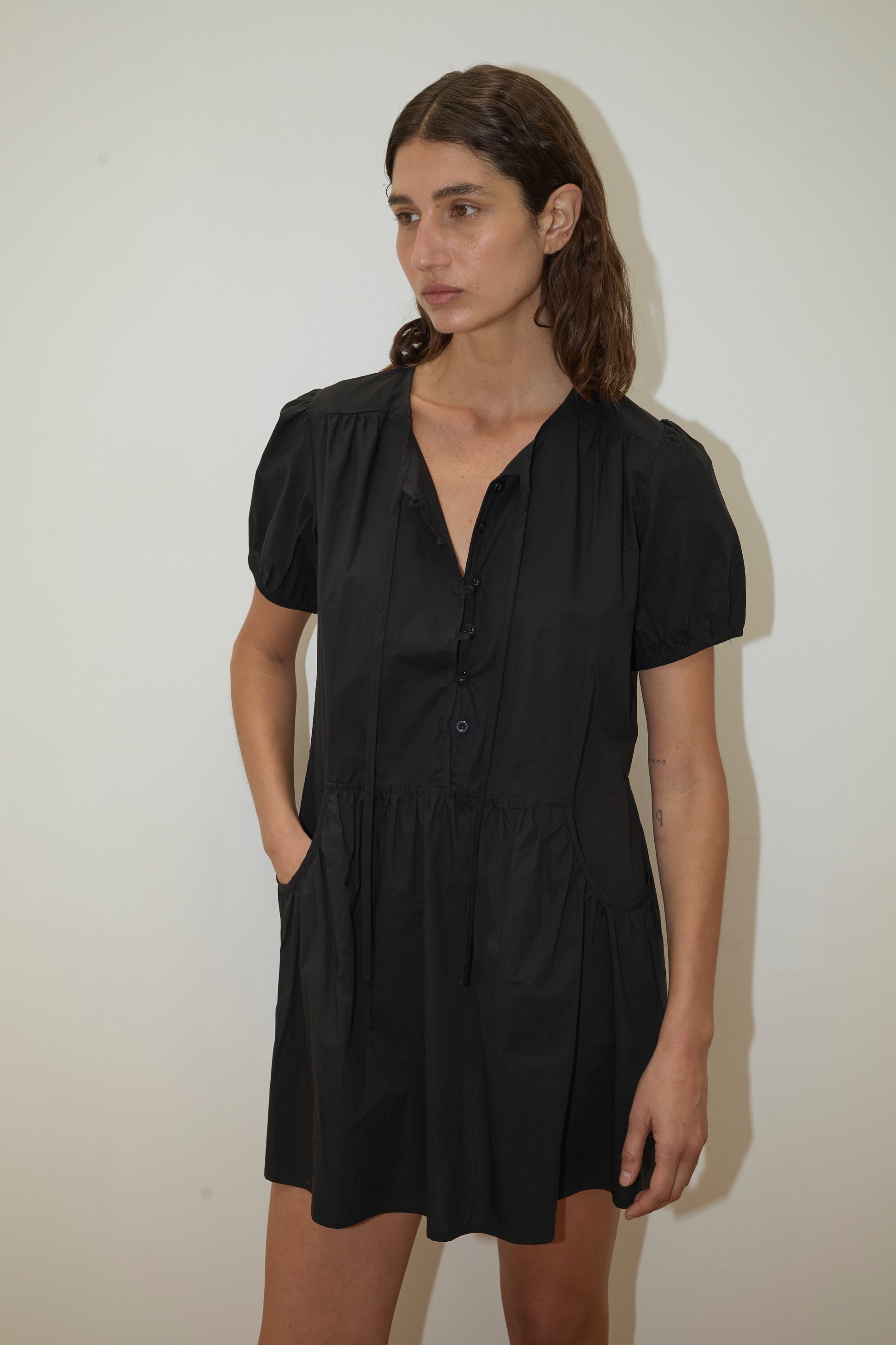 deiji studios mini dress Deiji Studios Yoke Mini Dress in Mineral Stripe
