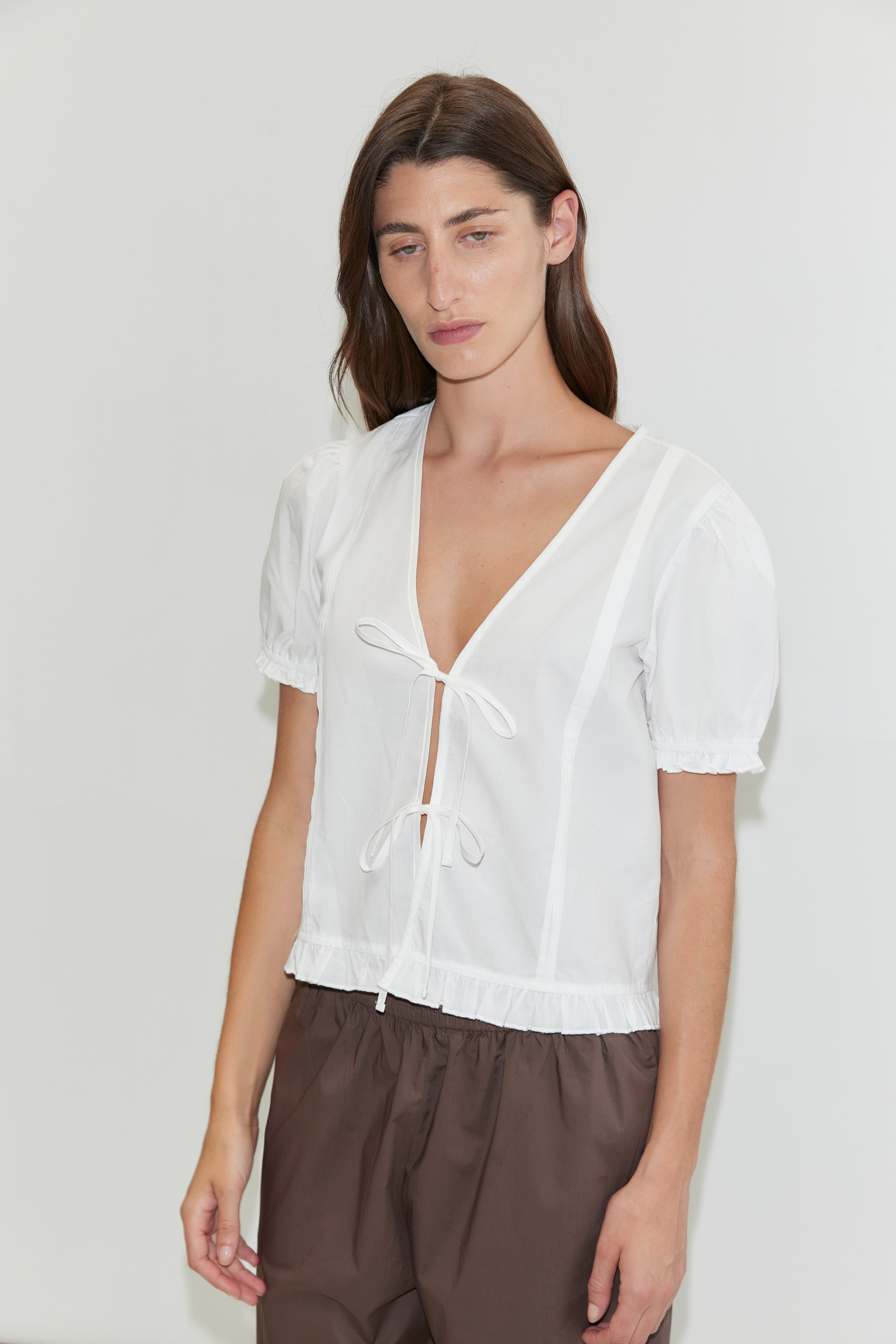 Pintuck Top - White