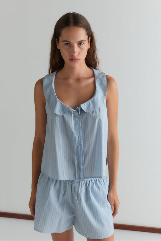 Round Collar Set - Lake Blue Stripe