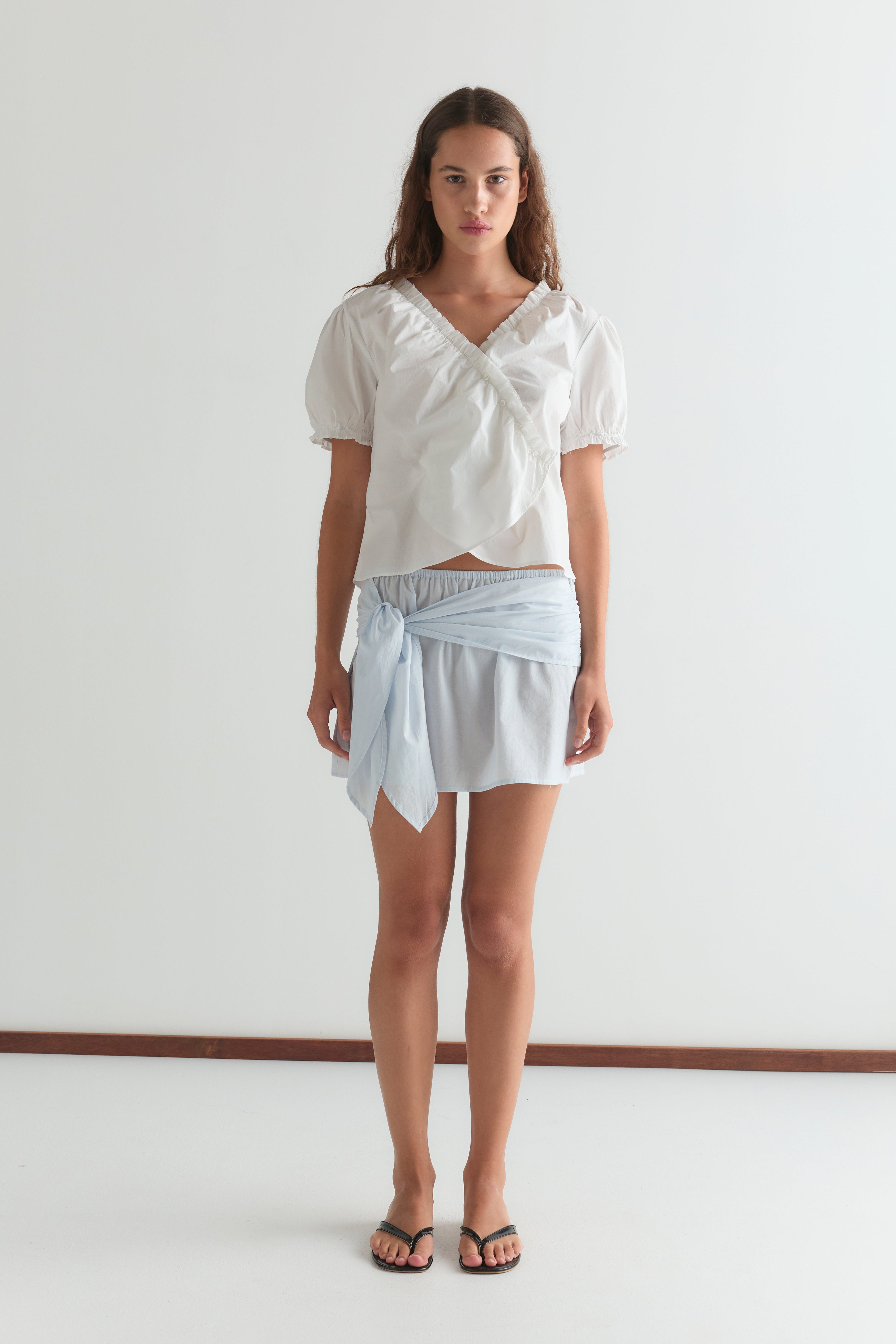 Cross Frill Top - White
