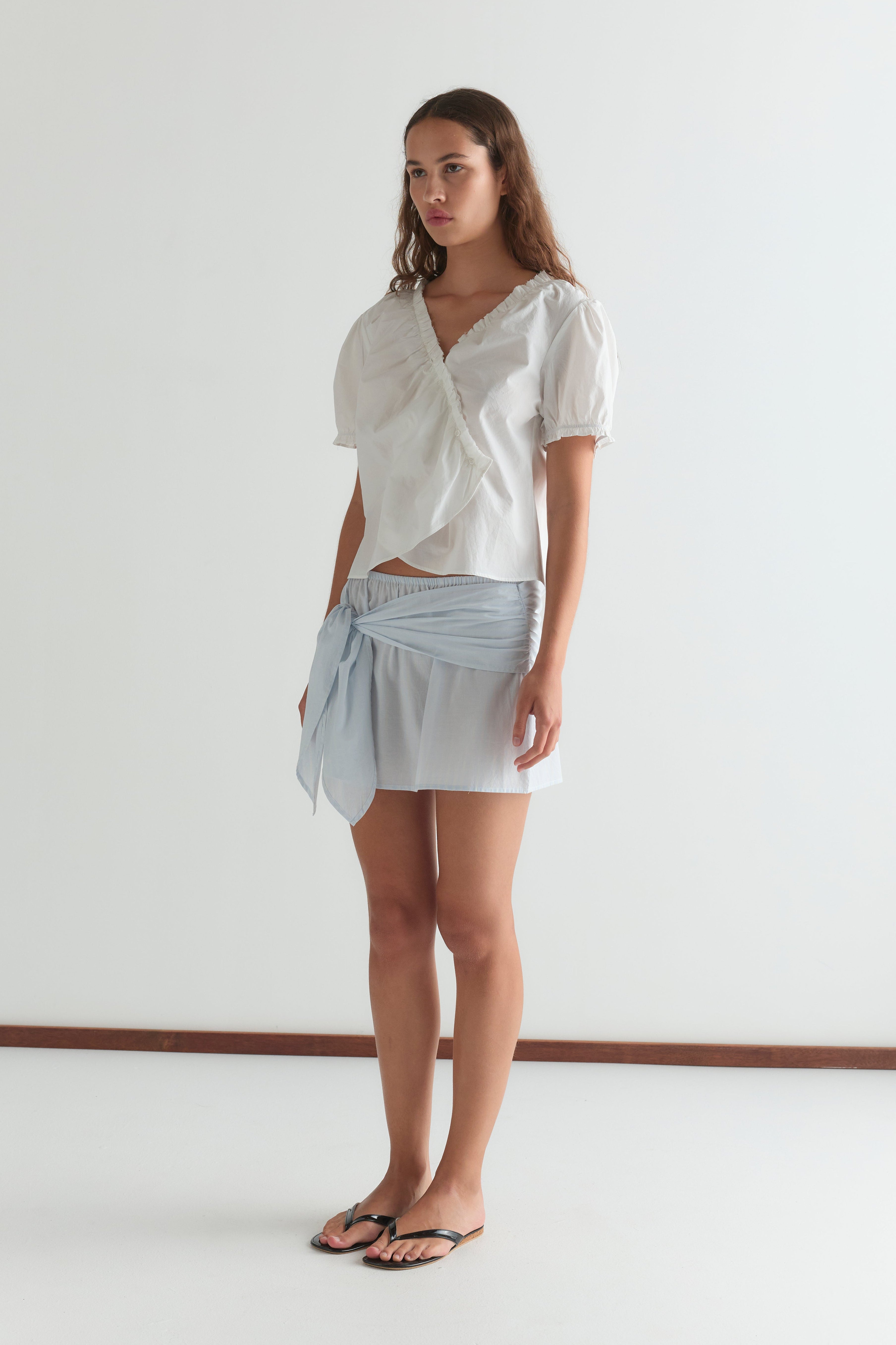 Cross Frill Top - White