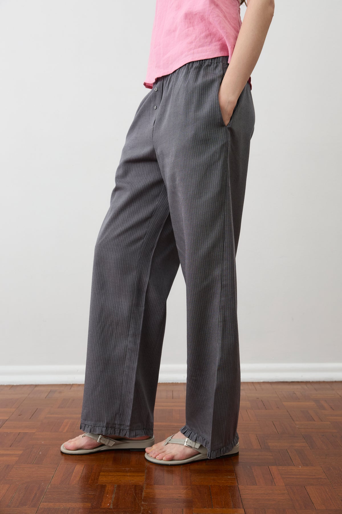 Flounce Pant - Charcoal Stripe