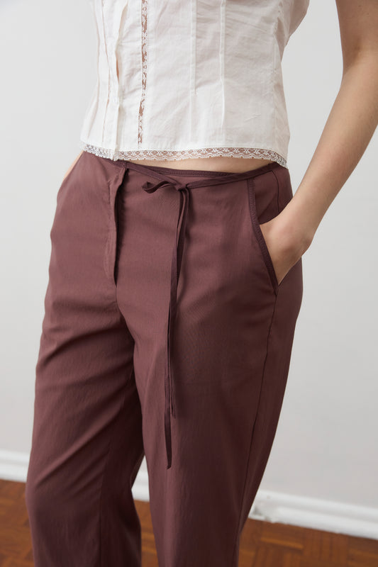 Cross Tie Pant - Burgundy