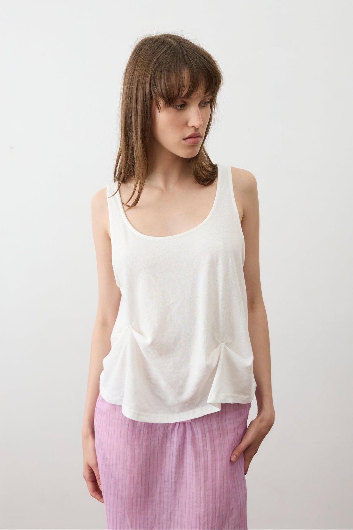 Pinch Gather Tank - White