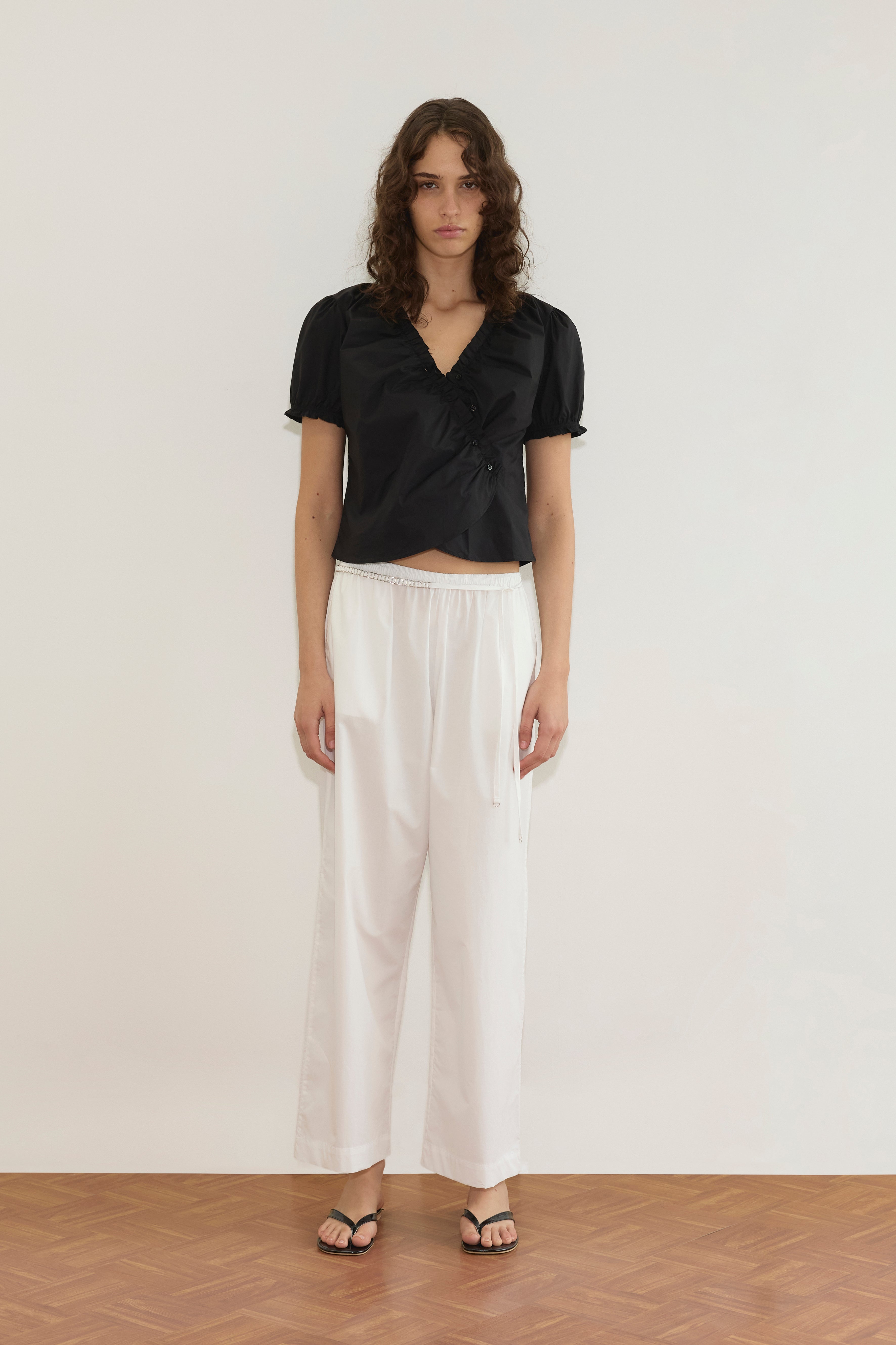 Cross Frill Top - Black