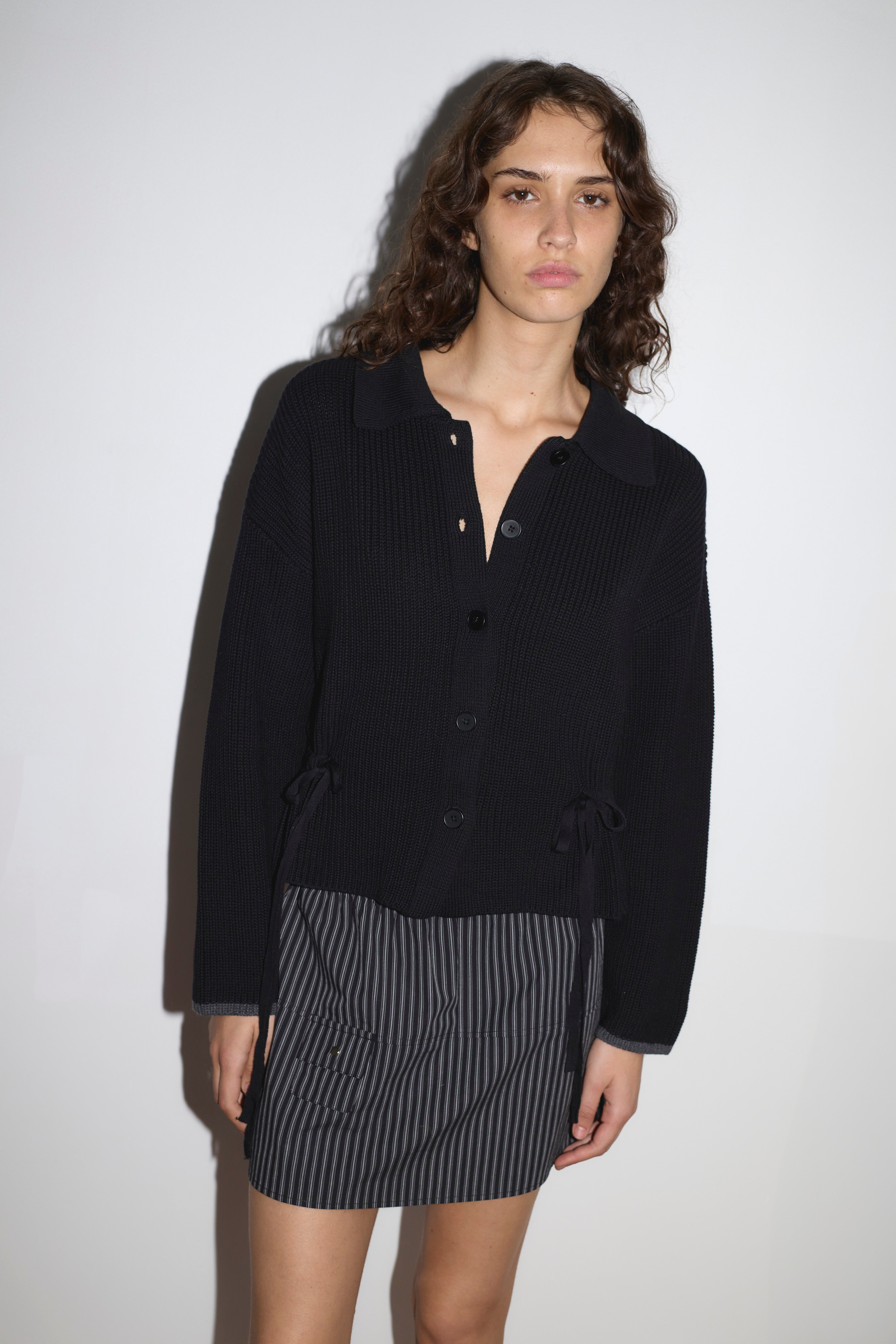 Tie Side Cardigan - Black