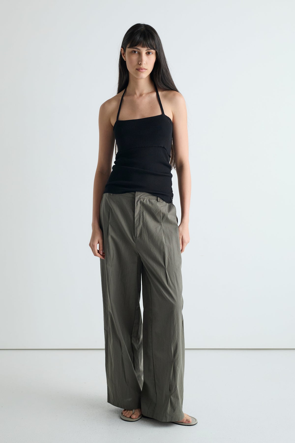 Multi Pleat Pant - Moss Stripe