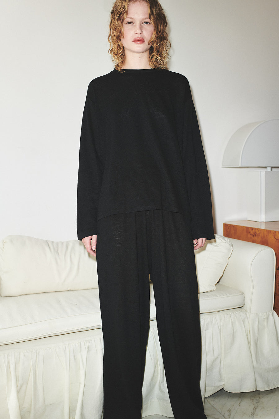 soft long sleeve top - black