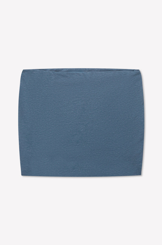 A smooth, rectangular piece of blue fabric, similar to the Double Layer Jersey Halter - Blue, is laid flat on a light background with no visible patterns or embellishments.