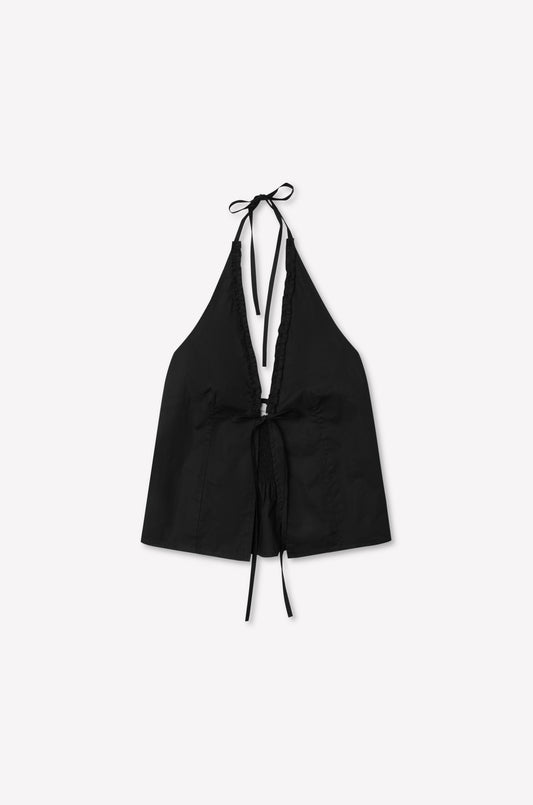 Open Frill Halter - Black
