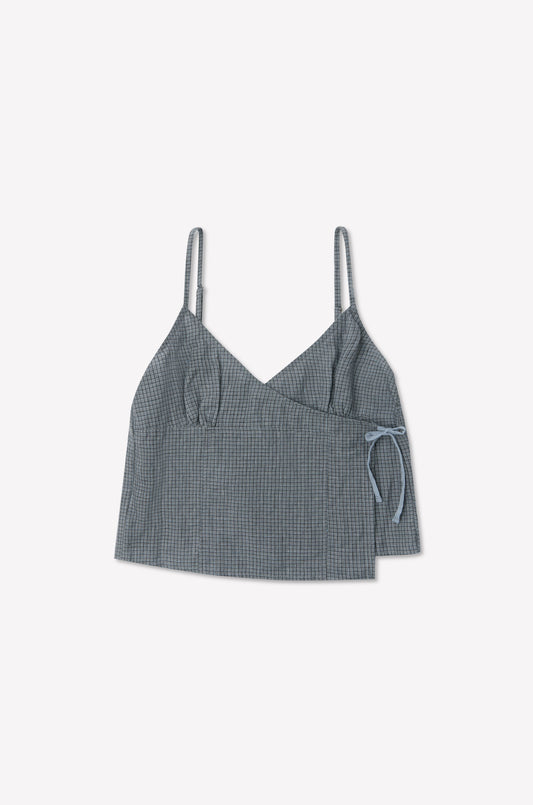 Wrapping Top - Indigo Check