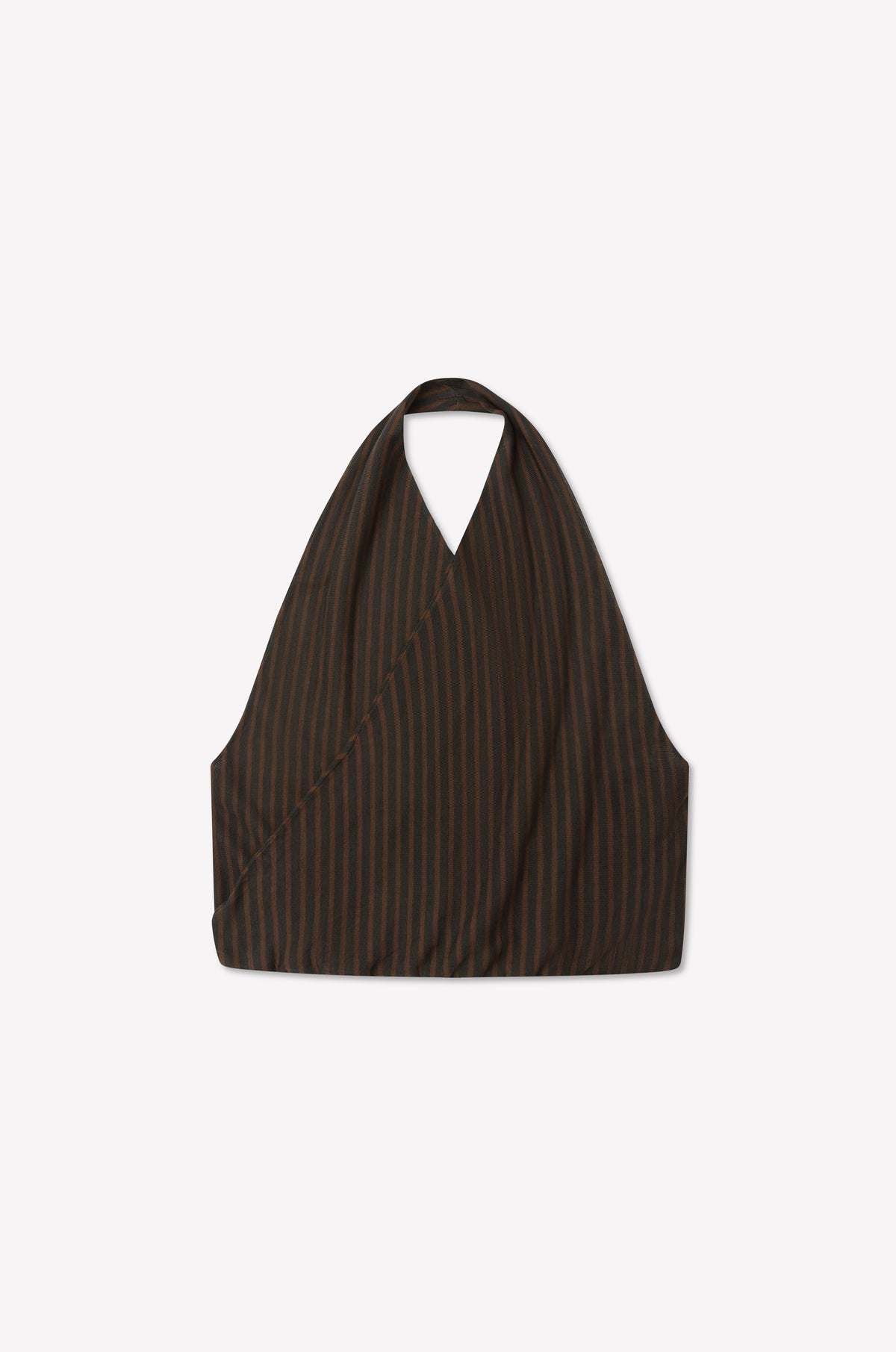 Wrap Halter Top - Brown Grey Stripe