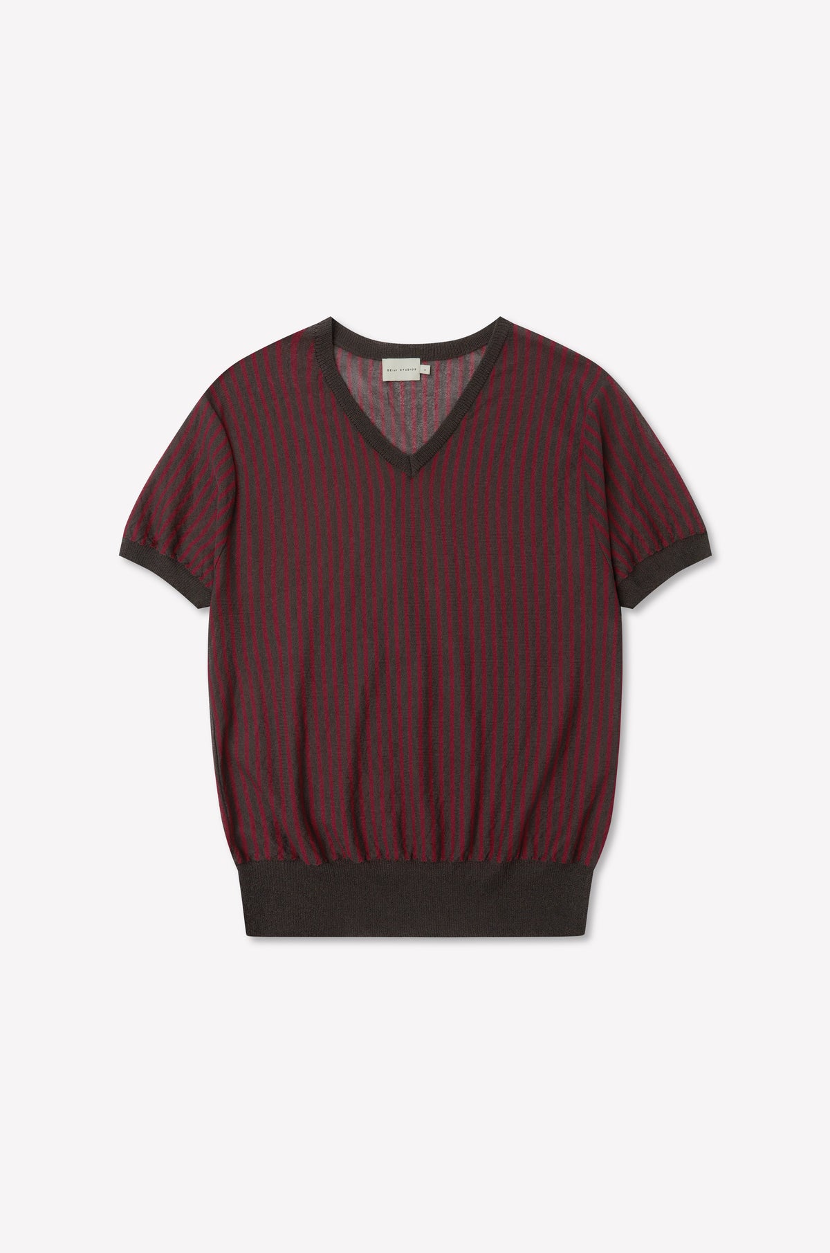Cross Neck Tee - Red Stripe