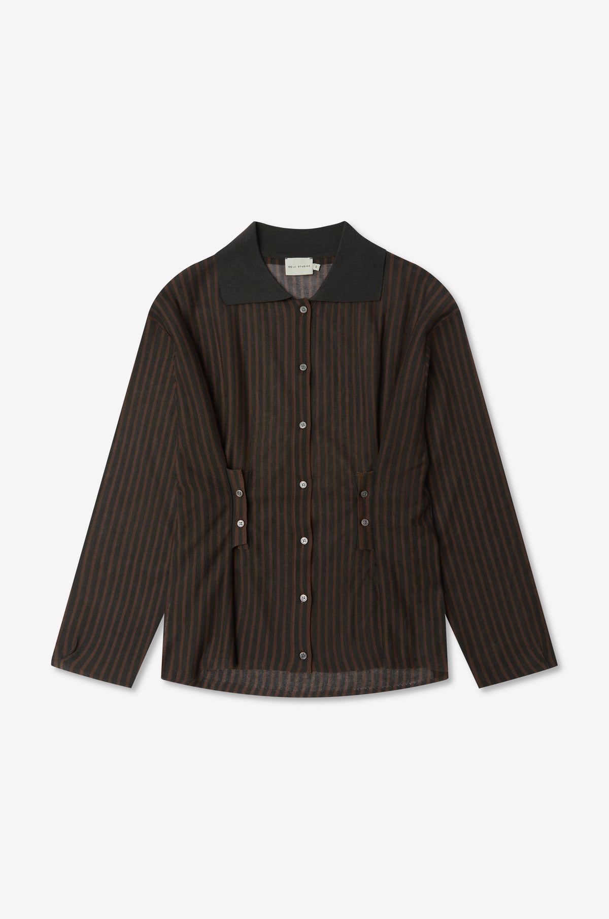 Knit Shirt - Brown Grey Stripe