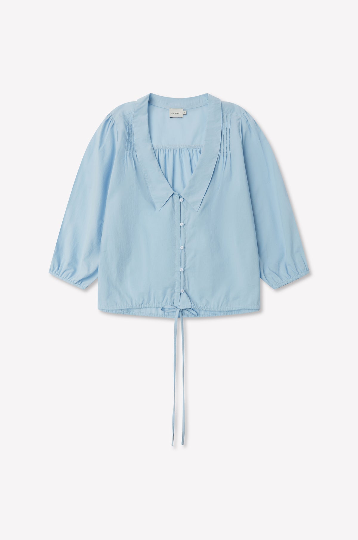 Shoulder Tucks Top - Baby Blue