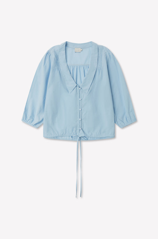 Shoulder Tucks Top - Baby Blue