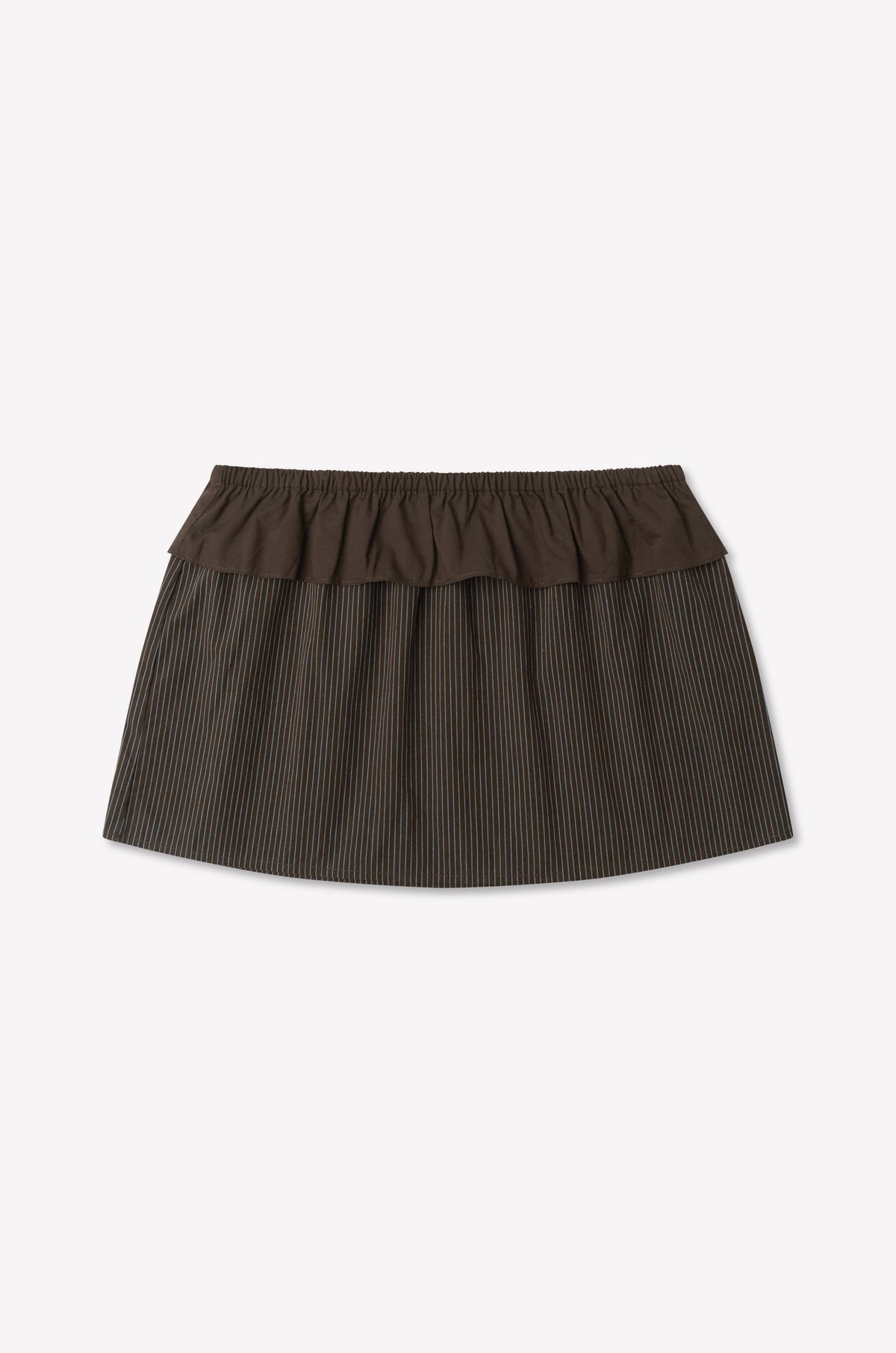Flounce Layer Mini Skirt - Brown Blue Stripe