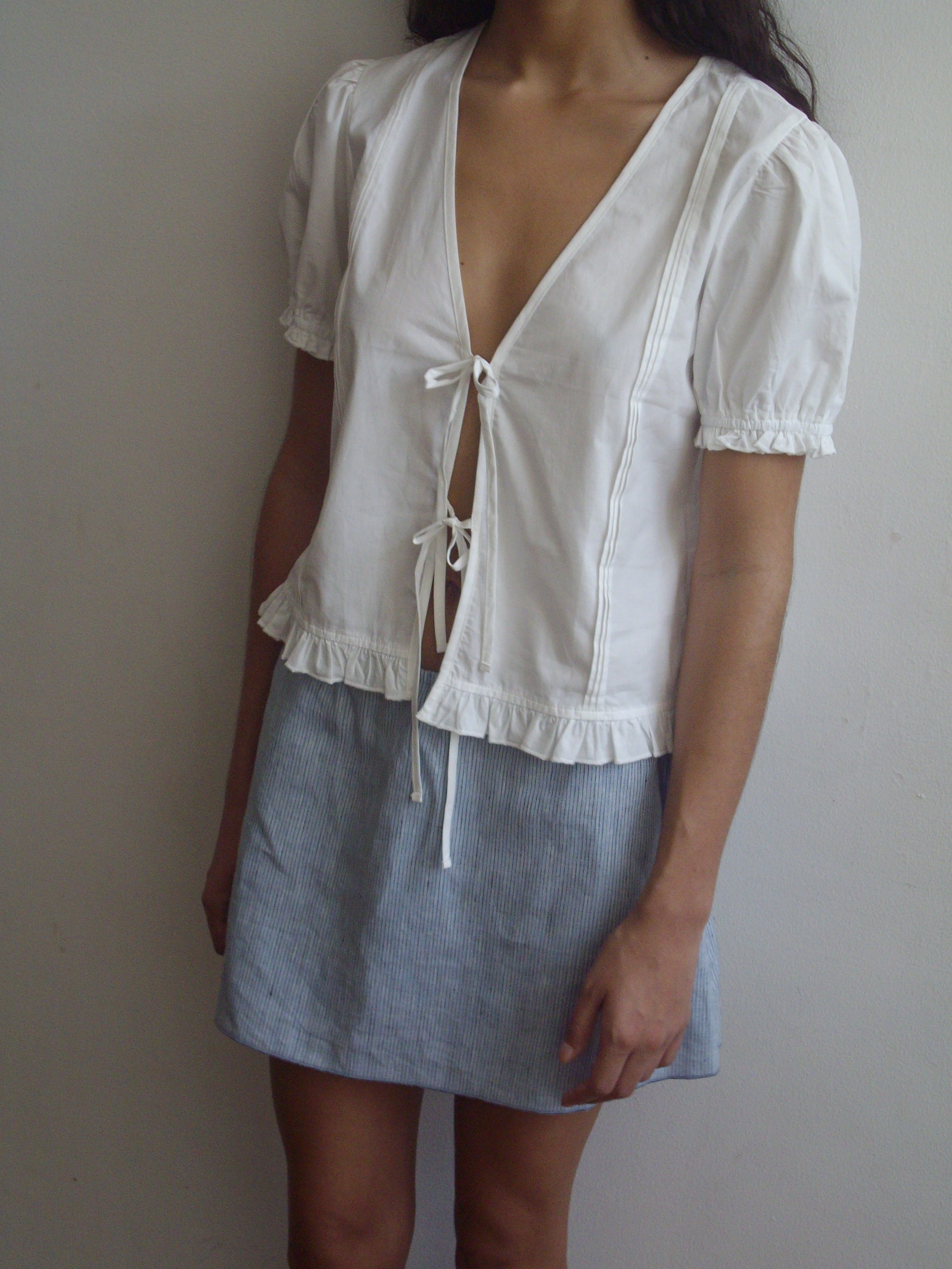 Pintuck Top - White