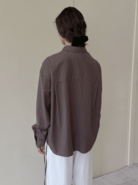 Pocket Wool Shirt - Sable Stripe