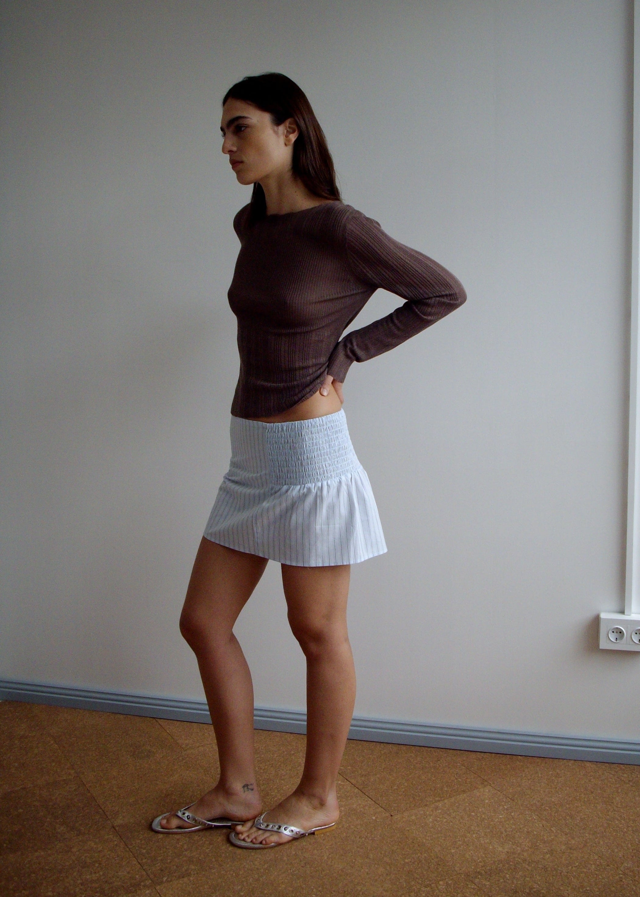 Shirring Skirt - Mineral Stripe