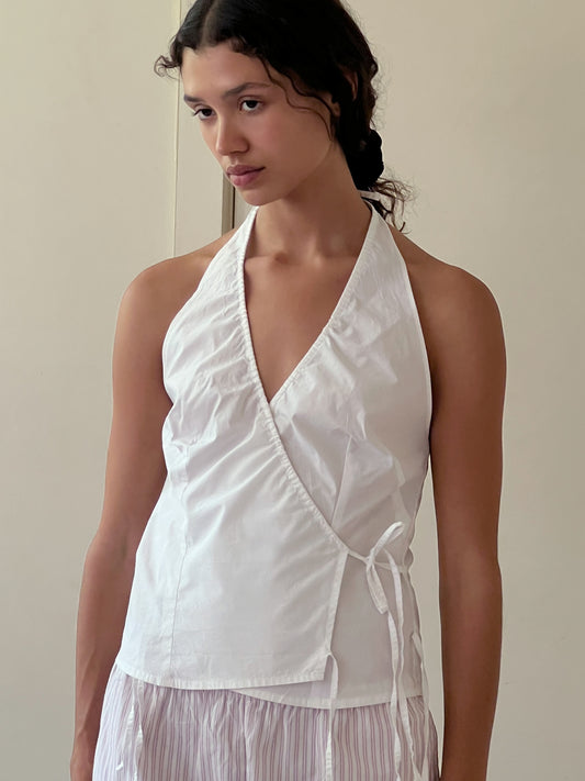 Drawcord Halter - White