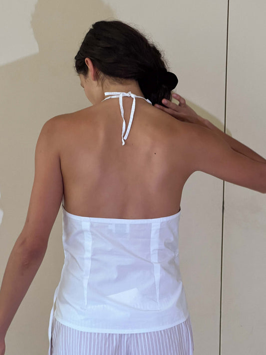 Drawcord Halter - White