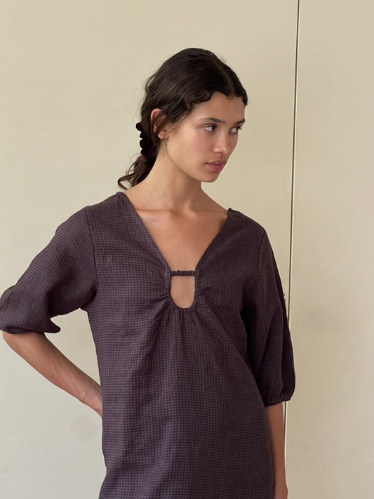 Squared Dress - Slate Check