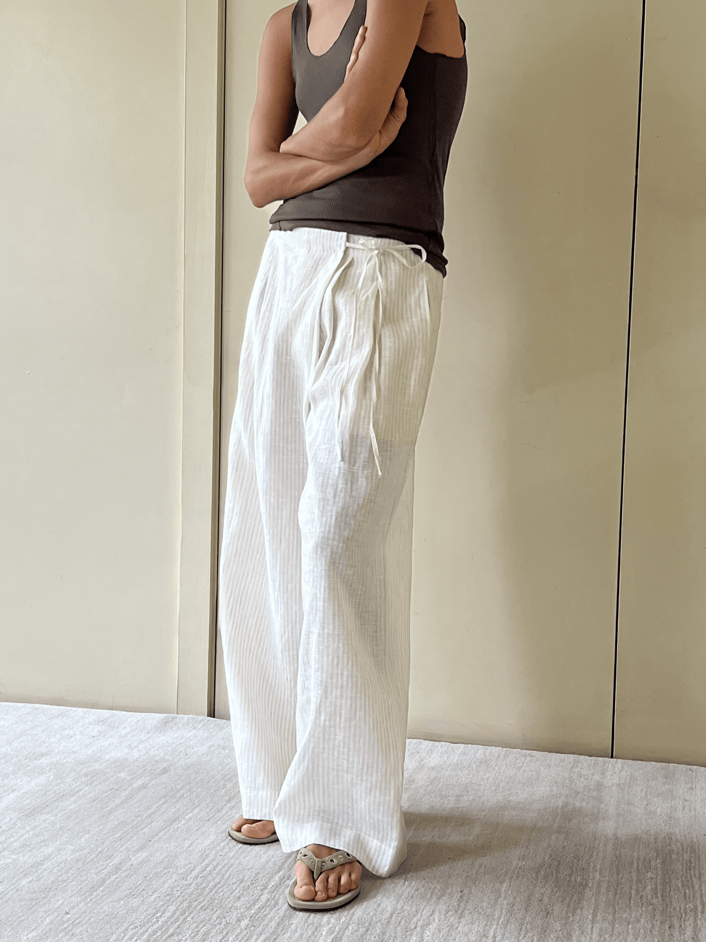 Fold Pant - Linen Story Stripe