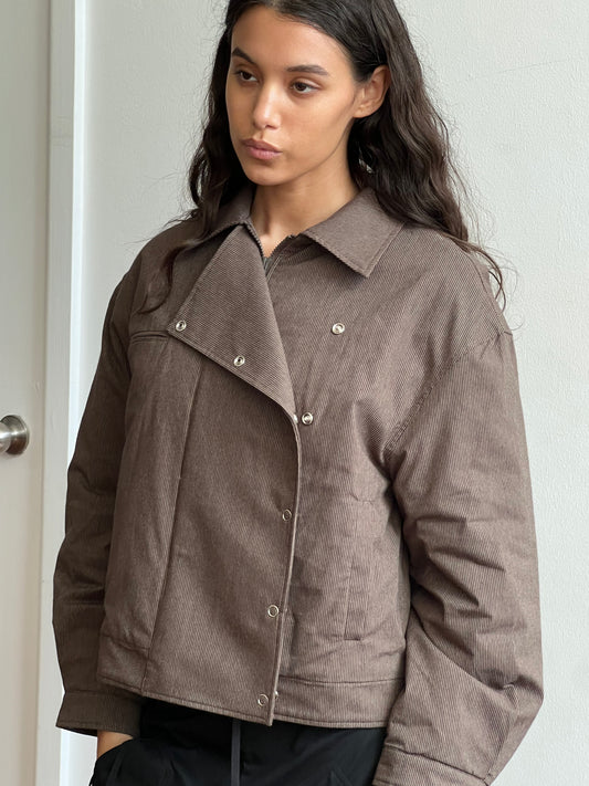 Lapel Jacket - Brown Stripe