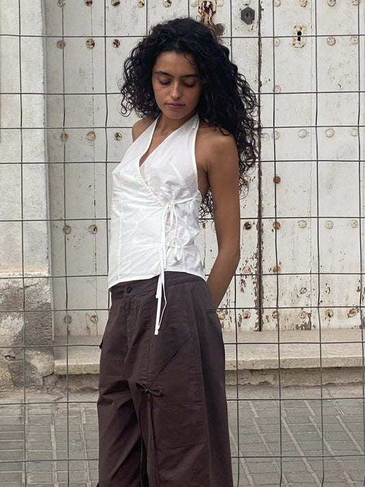 Drawcord Halter - White