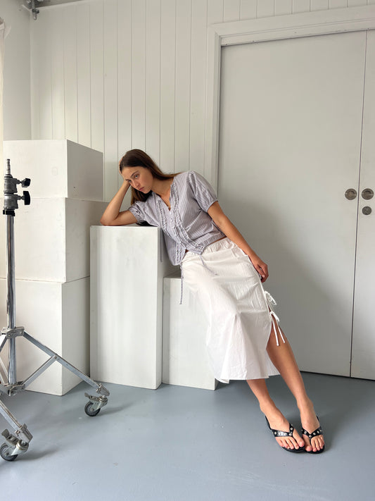 Split Tie Skirt - White