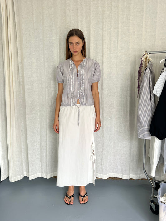 Split Tie Skirt - White