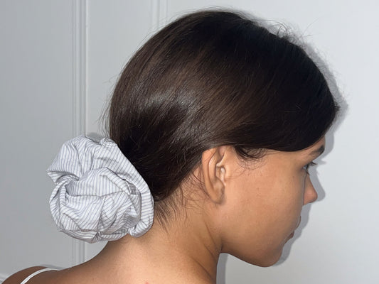 Female model wearing Scrunchie - Dream Stripe by Deiji Studios against plain background