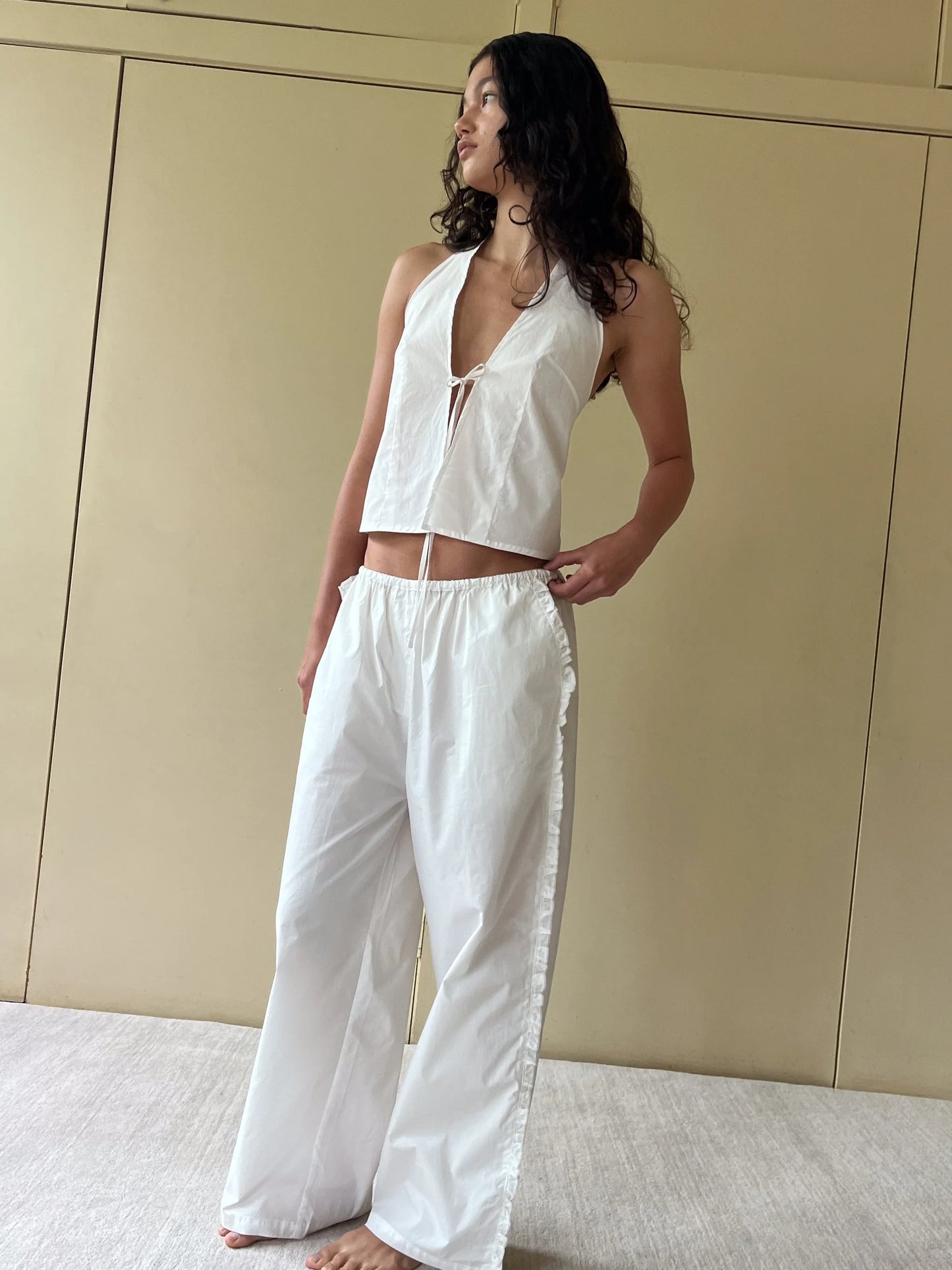 Ruffle Pant - White