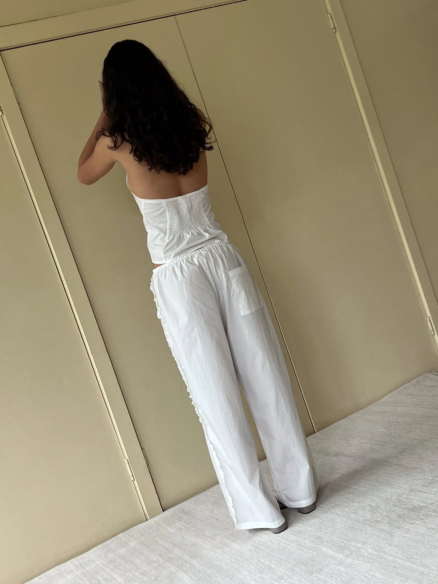 Ruffle Pant - White