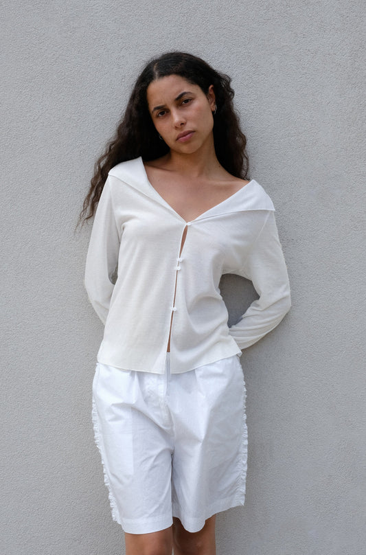 Open Long Sleeve Top - Off White