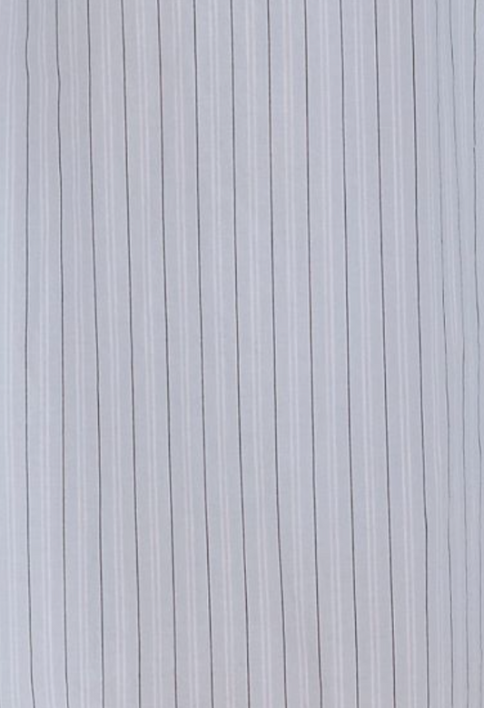 The Scrunchie - Mineral Stripe by Deiji Studios features thin, evenly spaced vertical black stripes on white organic cotton for a clean, classic look in an oversized design.