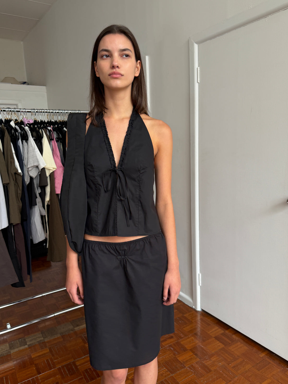 Open Frill Halter - Black