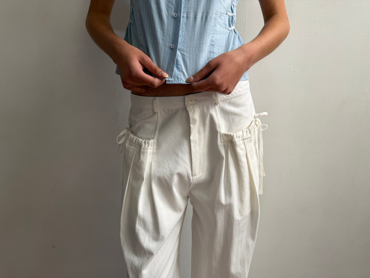 Cinched Pocket Pant - White
