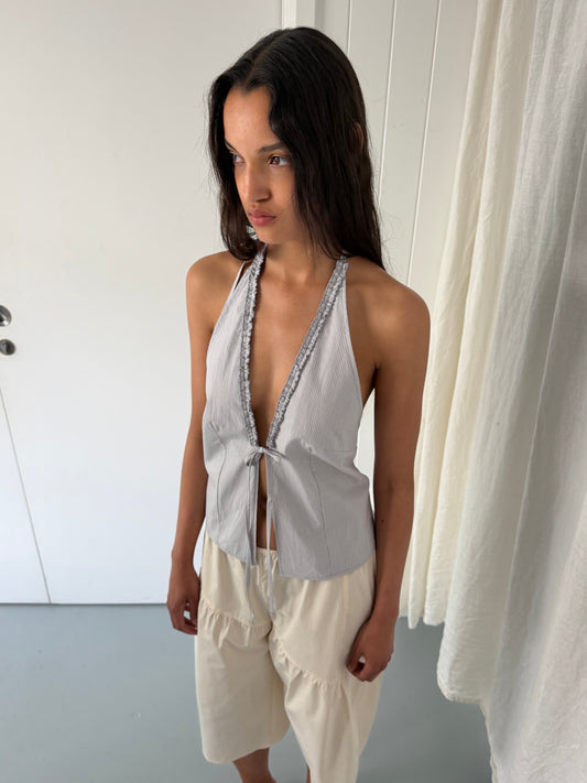 Open Frill Halter - Dream Stripe