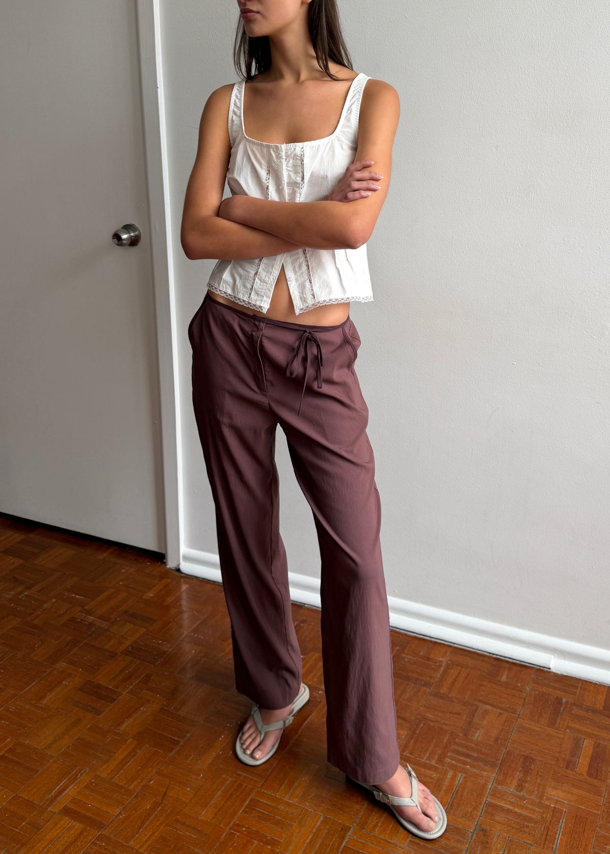 Cross Tie Pant - Burgundy