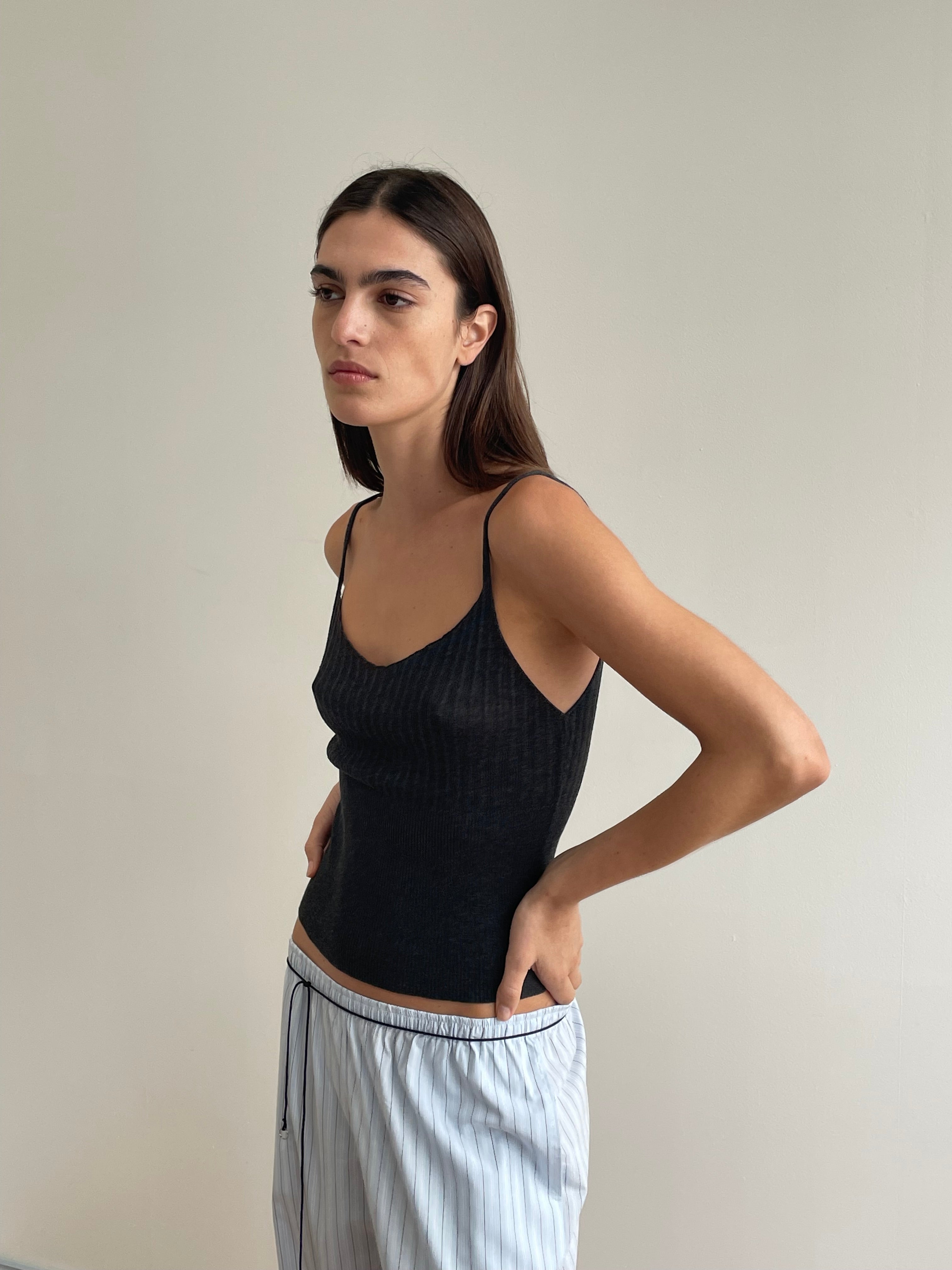Ribbed Tank - Dark Charcoal