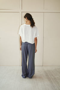 Folded Wool Pant - Navy Stripe