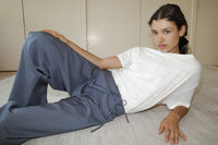 Folded Wool Pant - Navy Stripe