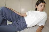 Folded Wool Pant - Navy Stripe