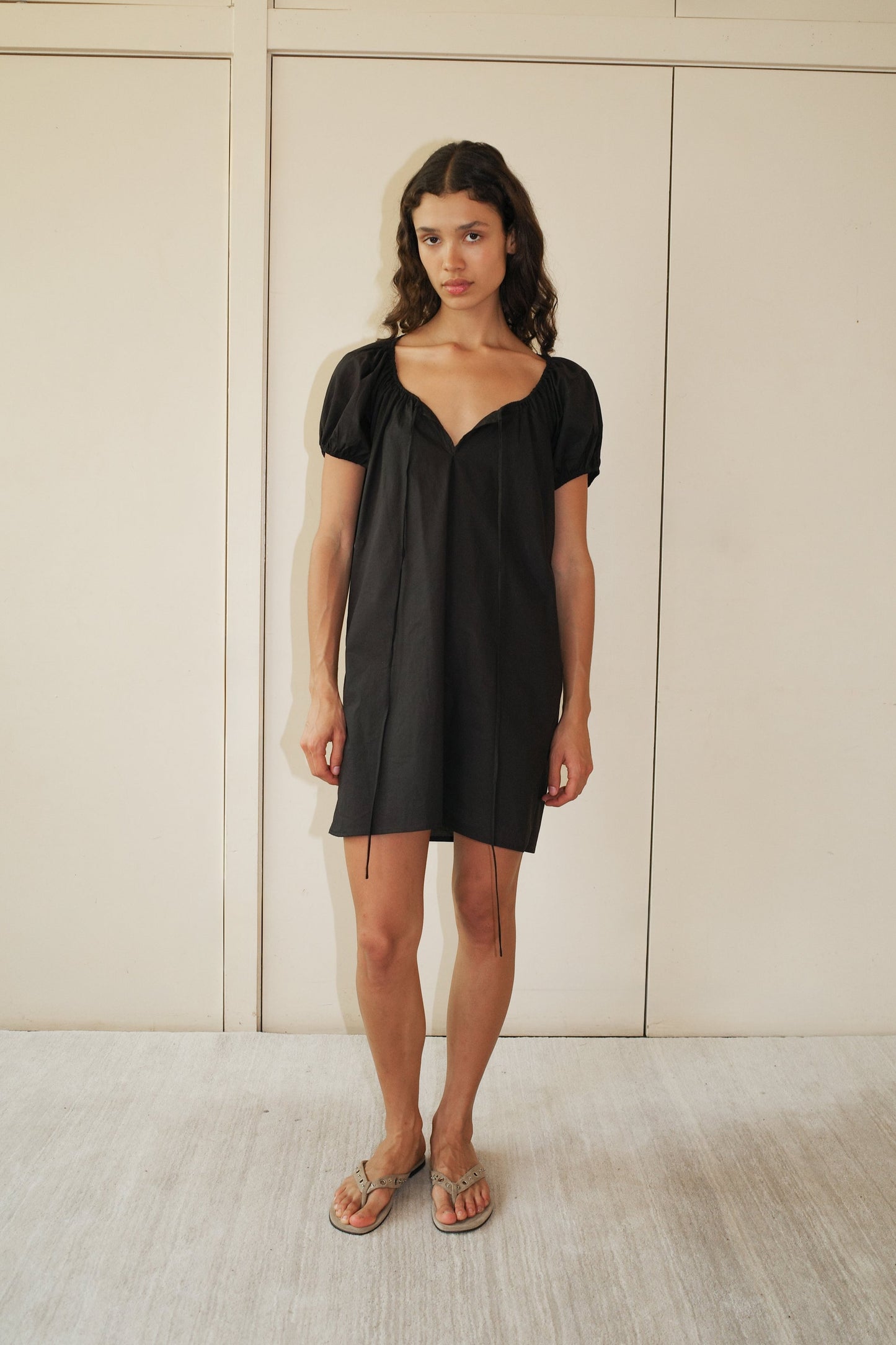 Capped Sleeve Dress - Black