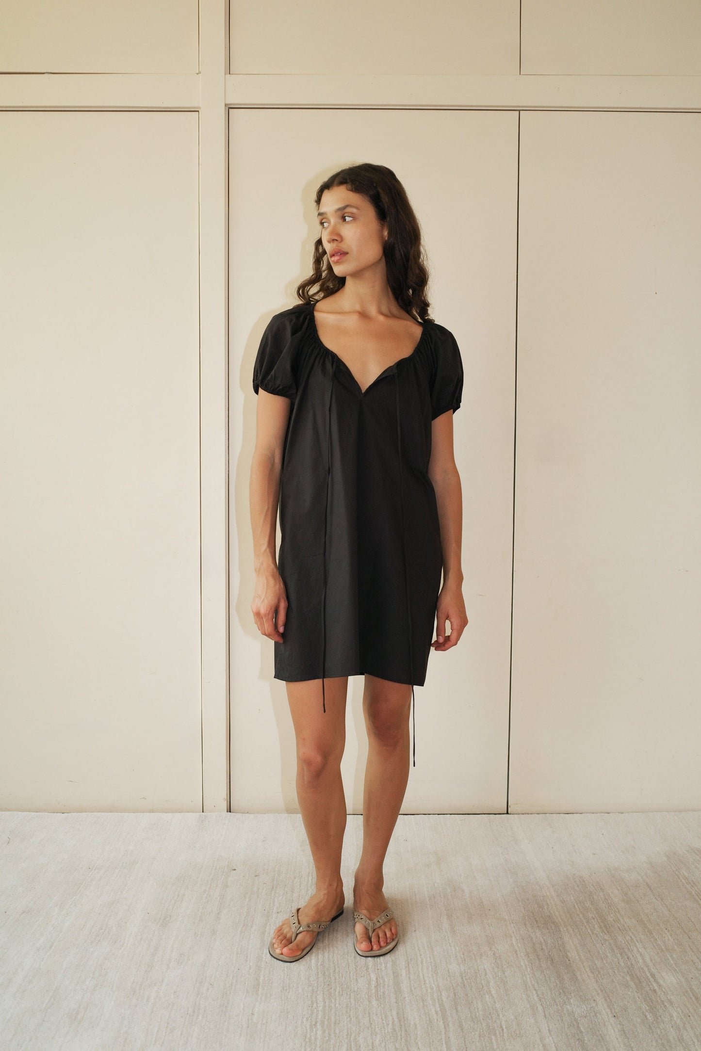 Capped Sleeve Dress - Black