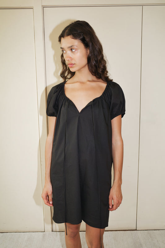 Capped Sleeve Dress - Black