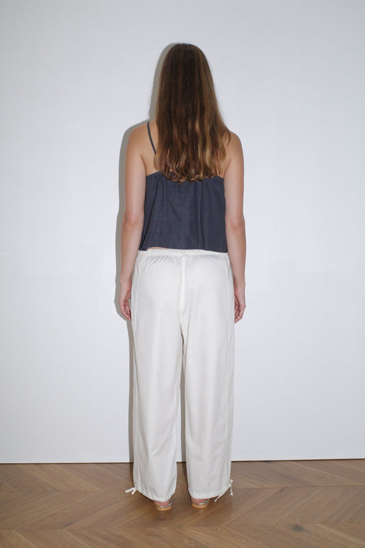 Tie Hem Pant - White