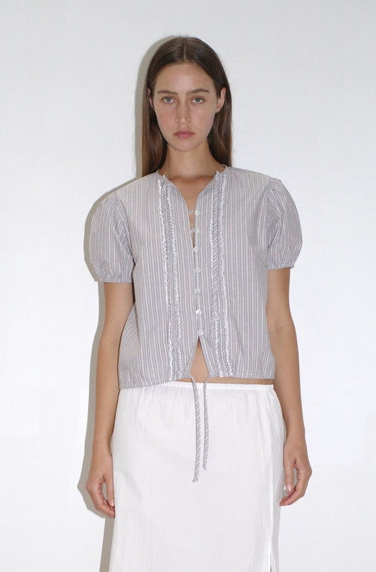 Double Frill Top - Seas Stripe